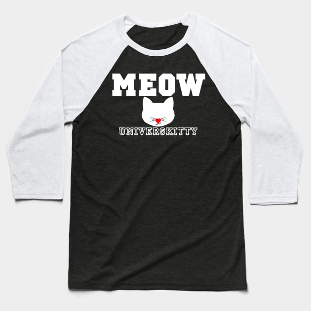 Meowniversity Baseball T-Shirt by Moon Coffee